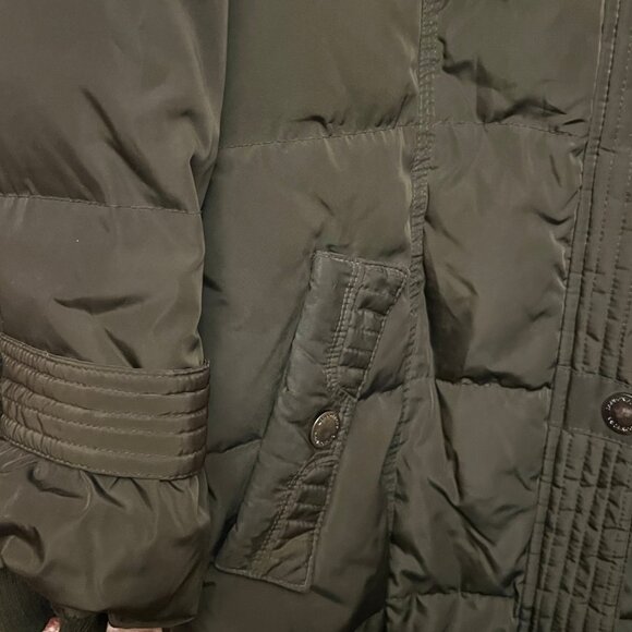 London Fog Olive Green Down Alternative Parka with Faux Fur Trim Hood - Picture 8 of 12